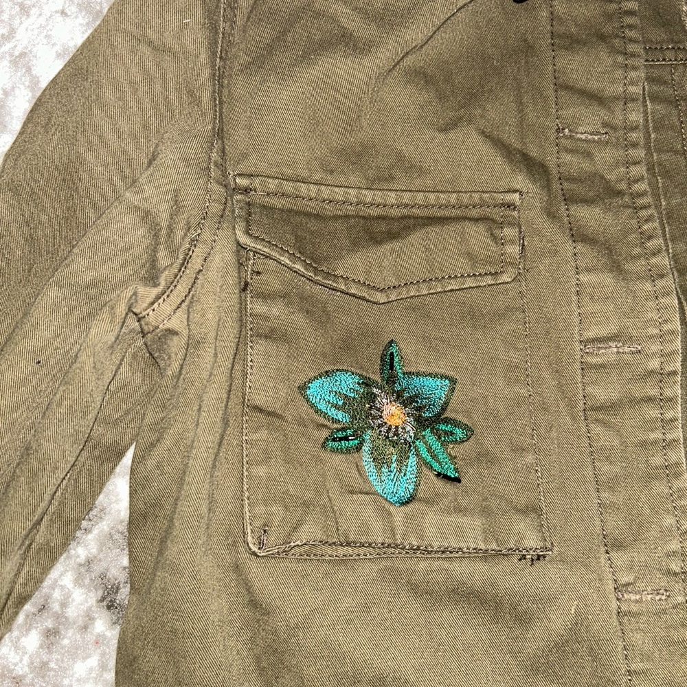 Zara Basic Denim Army Style Patch And Embroidered… - image 3